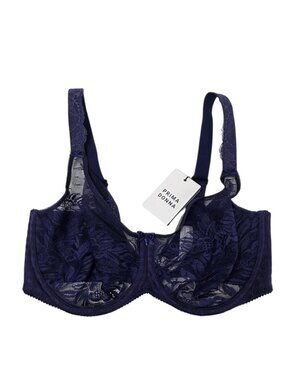 Prima Donna Madison Full Cup Bra, Lace, Sheer, Unpadded, Blue Bijou, Sz 38G